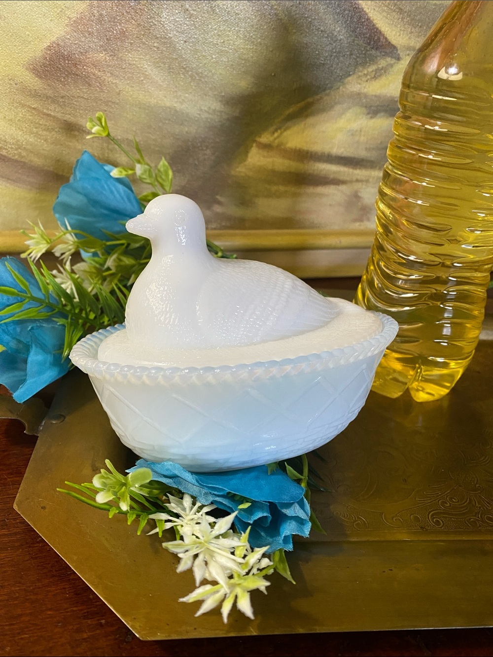 Westmoreland Milk Glass Dove on Nest
